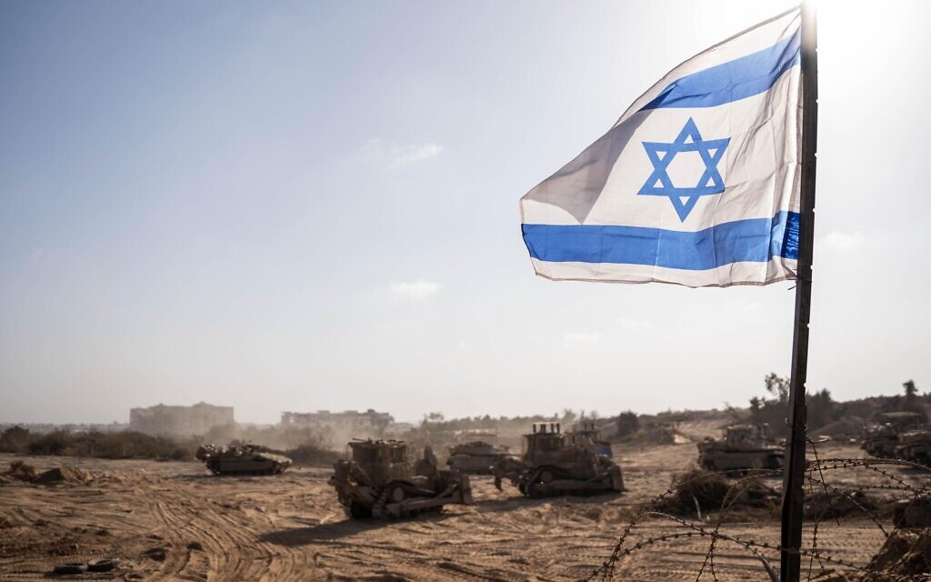 Israeli tanks and flag in Gaza IDF photo
