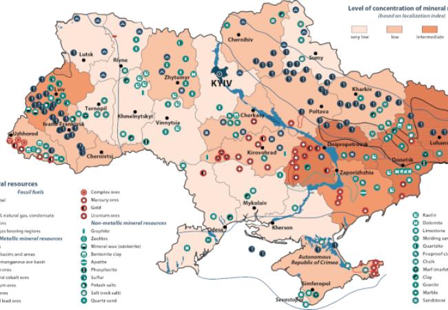 Map of Ukraine's mineral resources