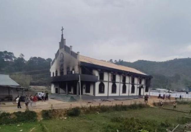 Burned church Manipur, India