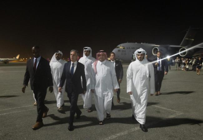 Anthony Blinken arrives at Qatar US State Department photo