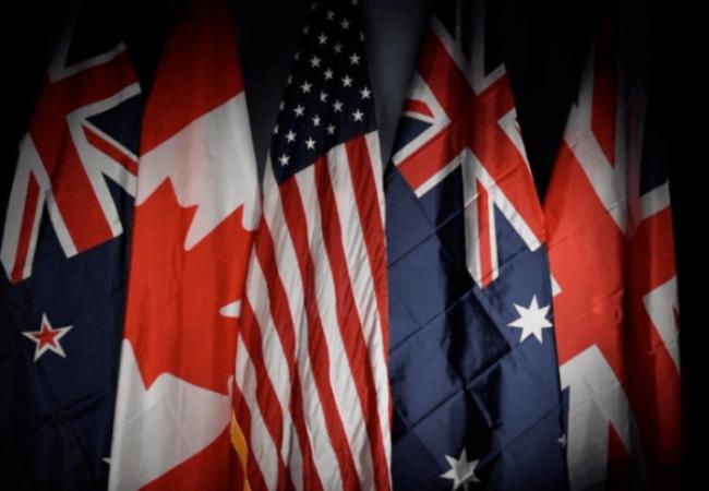 Flags of the Five Eyes countries 