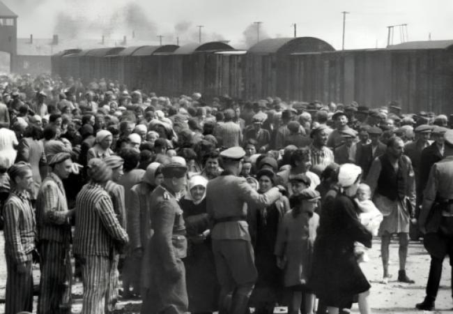 Selection (sorting of prisoners) on the ramp, Auschwitz-Birkenau, 1944