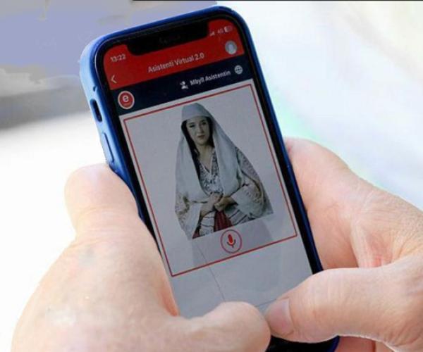 Cellphone held by someone using Albiania's AI minister portal
