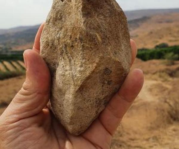 Bifacial stone from Ubeidiya Formation Credit Omry Barzilai