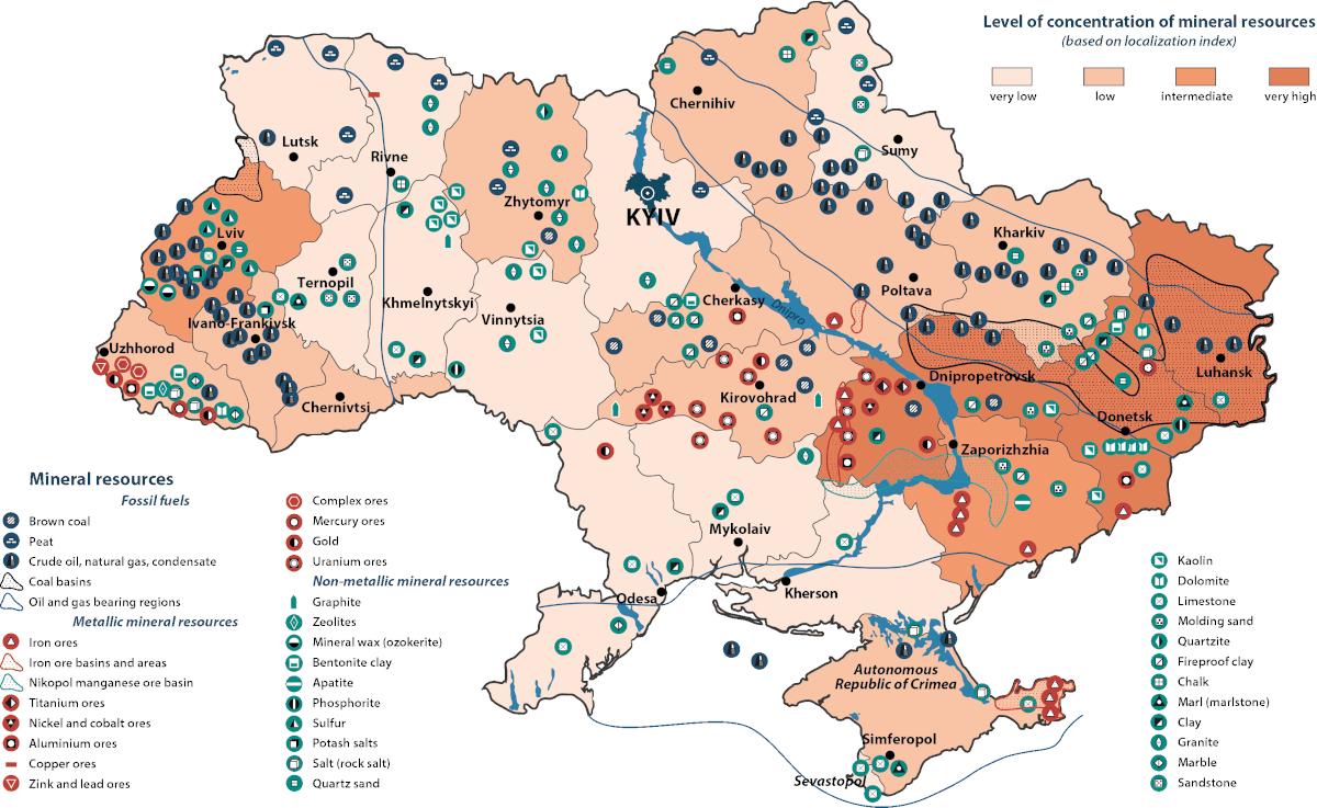 Map of Ukraine's mineral resources