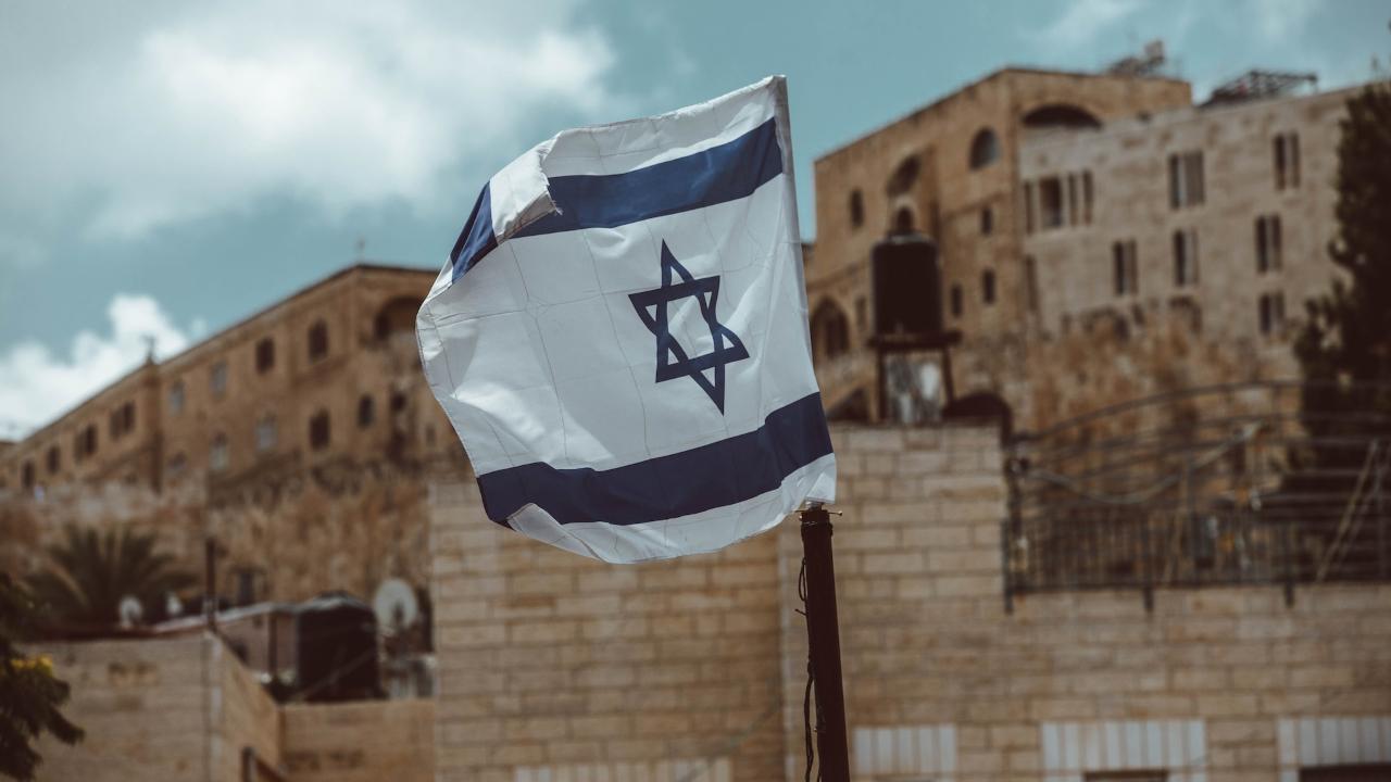 Israeli flag flying in Jerusalem