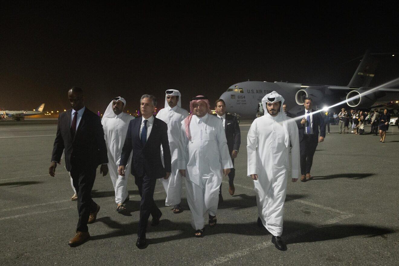 Anthony Blinken arrives at Qatar US State Department photo