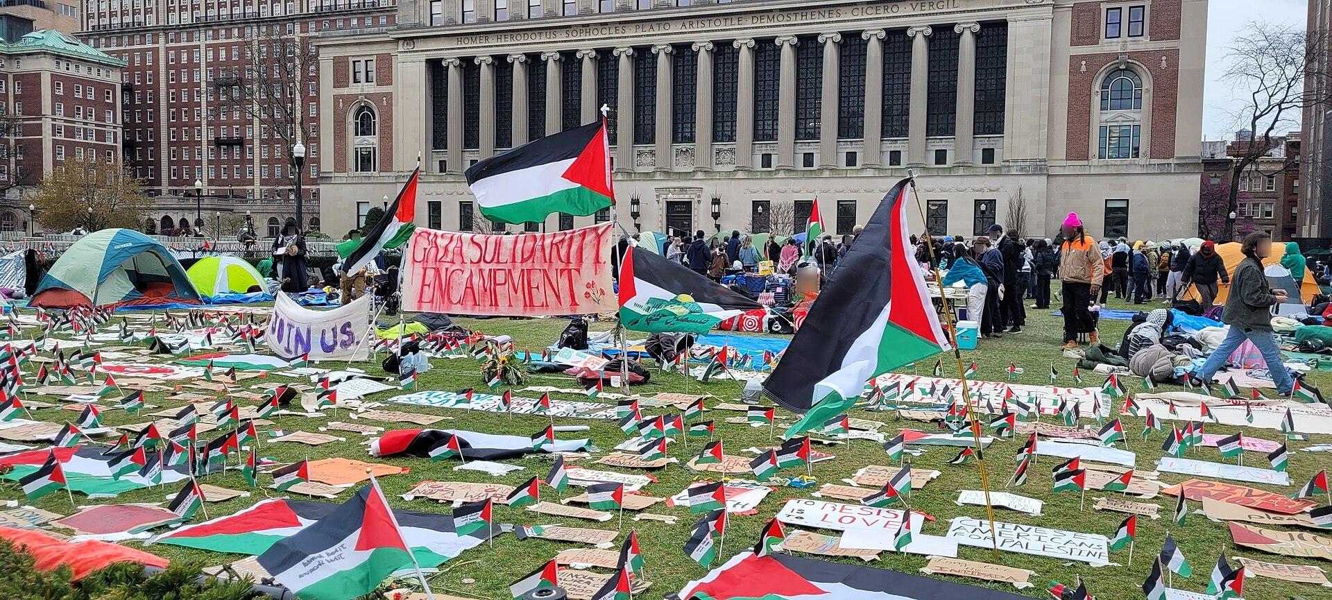 Columbia University pro-Palestine encampment wikimedia